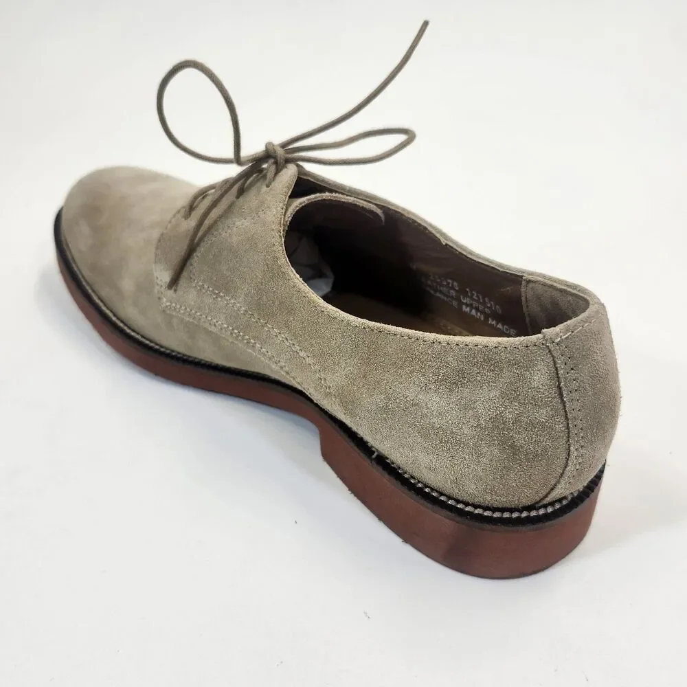 Bostonian Mens 10M Beige Suede Derby Shoes Plain Toe Leather LaceUp Oxford Dress